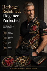 Men's Welsh Red Dragon Cultural Elements Art Print Polo