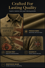 Men's Vintage Military-Style Graphic Short-Sleeve Polo Shirt