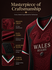 Women's Wales Rugby V-neck off-shoulder Short-sleeved T-shirt