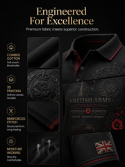 Men's Vintage Military-Style Graphic Short-Sleeve Polo Shirt