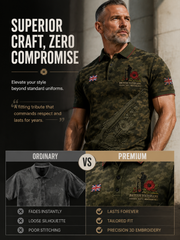 Men's Vintage Military-Style Graphic Short-Sleeve Polo Shirt