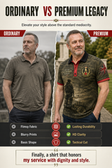 Men's Short-Sleeve Polo Shirt With Vintage Veteran Commemorative Print