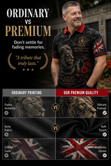 Men's Short-Sleeve Polo Shirt With Vintage Veteran Commemorative Print