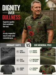 Men's Short-Sleeve Polo Shirt With Vintage Veteran Commemorative Print