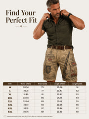 Men's Vintage Military-Style Print Cropped Cargo Pants