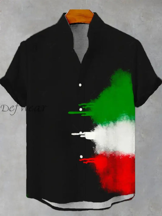 Camicia uomo Italia a maniche corte Nero / S