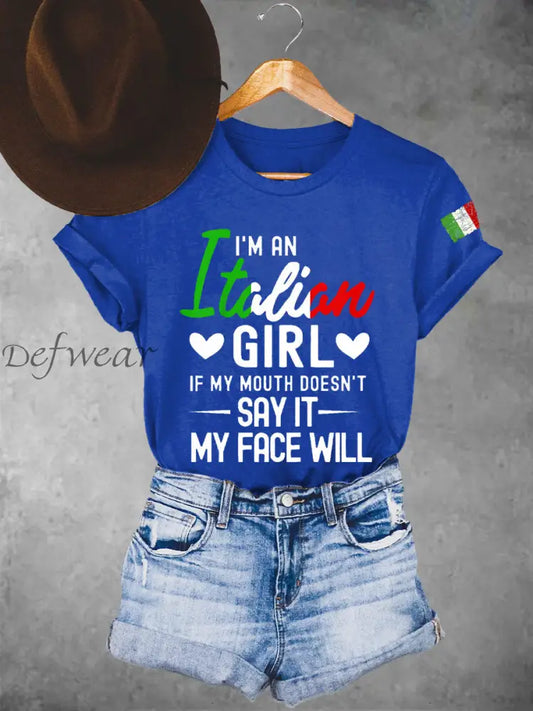 Donne Sono una ragazza italiana se la mia bocca non lo dice la mia faccia farà magliette blu / S