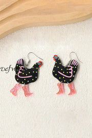 Funny High Heel Cock Earrings Black