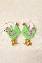 Funny High Heel Cock Earrings Green