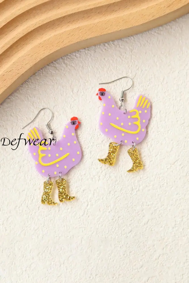 Funny High Heel Cock Earrings Purple