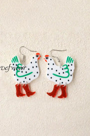 Funny High Heel Cock Earrings White