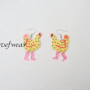 Funny High Heel Cock Earrings Yellow