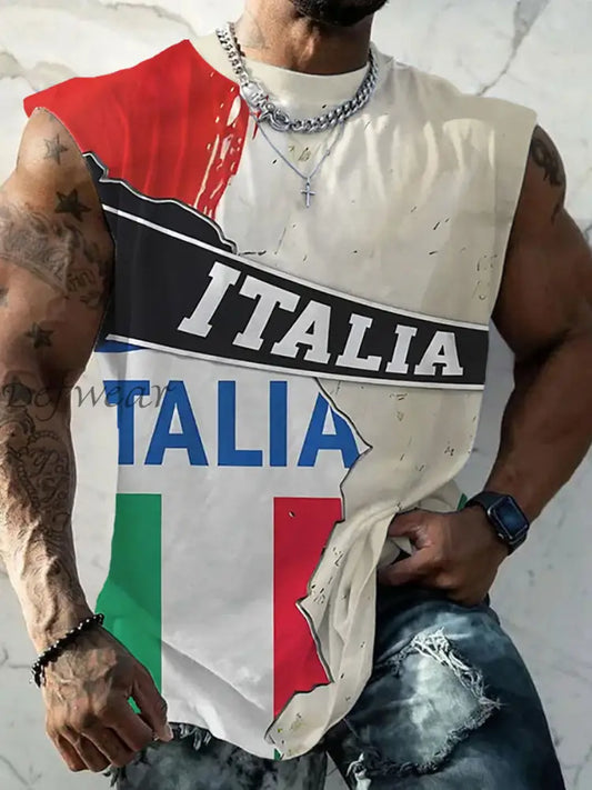Gilet con stampa bandiera italiana da uomo come immagine / S