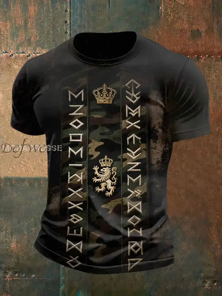 Herr Retro Svensk Viking Kamouflage Mönster Avslappnad T-shirt som bild / S Ny Ankomst