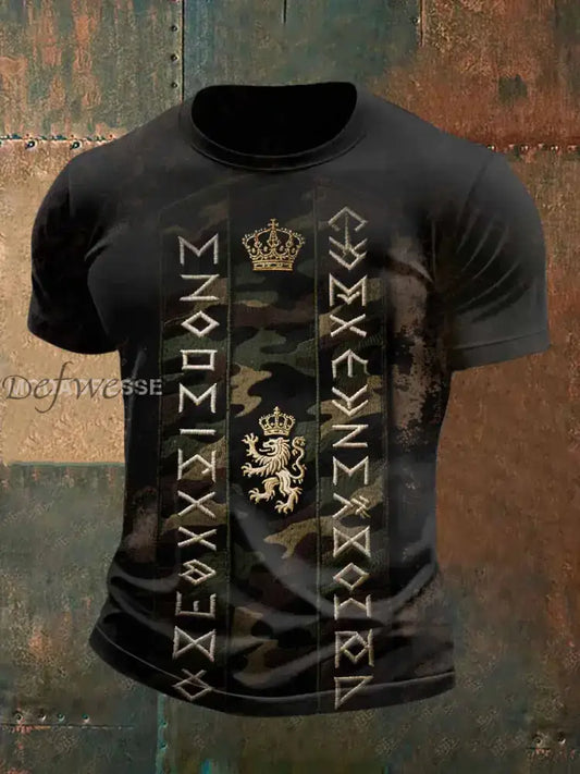 Herr Retro Svensk Viking Kamouflage Mönster Avslappnad T-shirt som bild / S Ny Ankomst