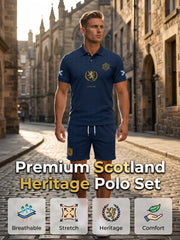Retro UK Scotland Football Lover 2026 Print Casual Polo & Shorts Set