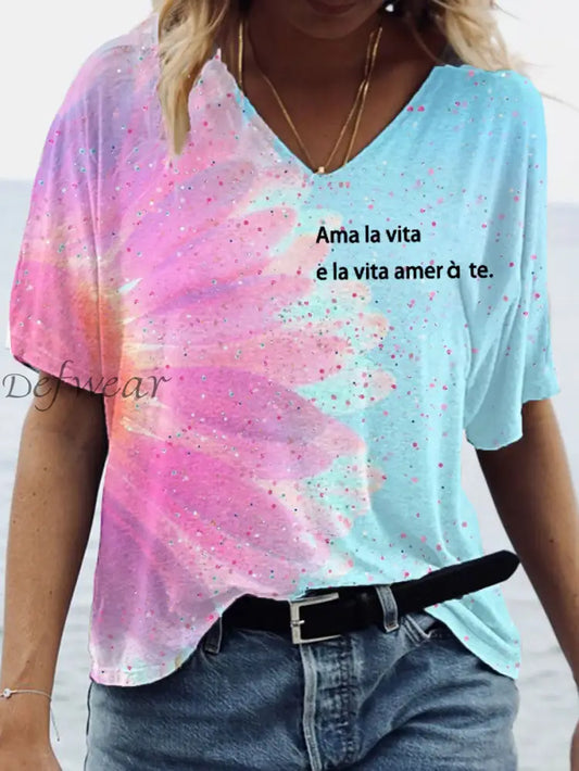 Italiano femminile ’Ama la vita e la vita ti amerà’. T-shirt come immagine / S