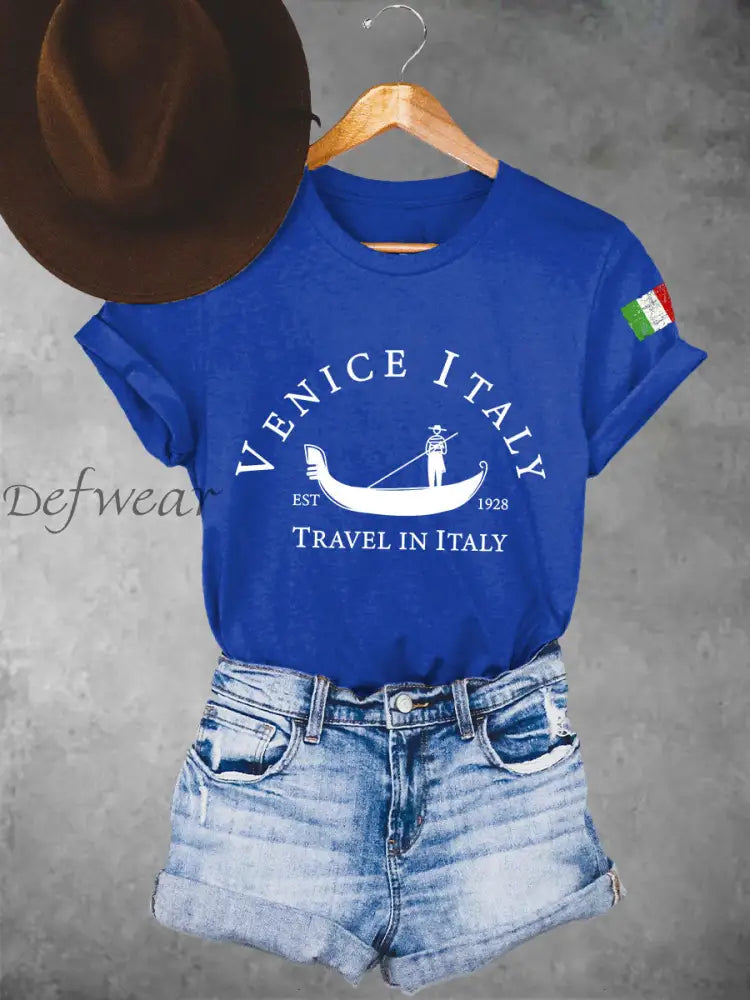 Le magliette da donna Venezia Italia viaggiano in Italia Blu / S