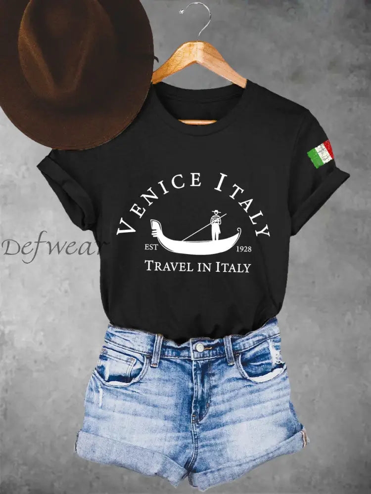Le magliette da donna Venezia Italia viaggiano in Italia Nero / S