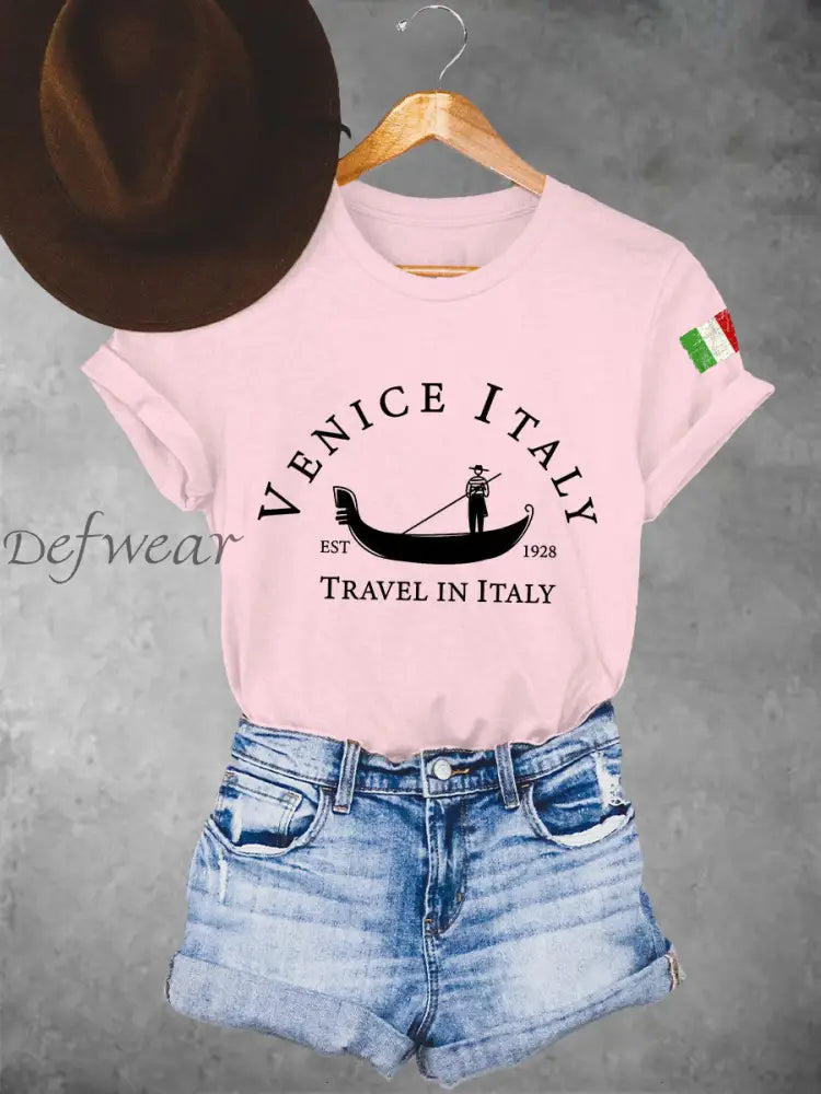 Le magliette da donna Venezia Italia viaggiano in Italia Rosa / S