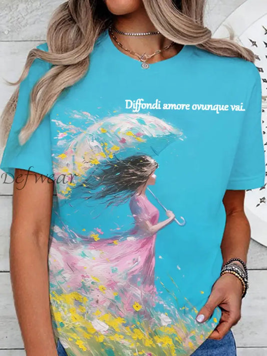 L’italiano femminile ’Diffondi l’amore ovunque tu vada’. T-shirt come immagine / S