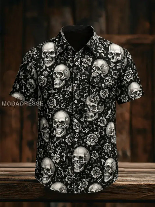Mäns Retro punk mönster Casual Kort ärm skjjorta A / S Ny Ankomst