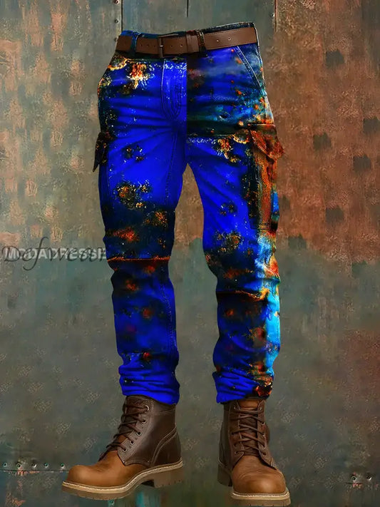 Mäns Retro Vacation Business Art Print Casual Workwear Byxor A / S Ny Ankomst