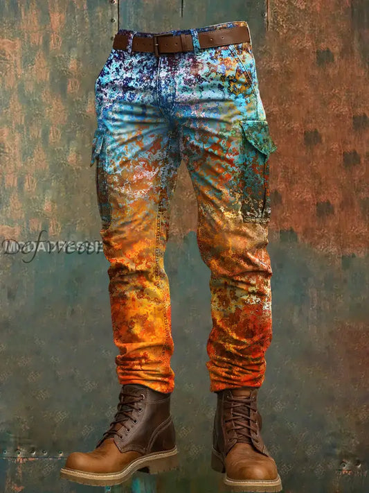 Mäns Retro Vacation Business Art Print Casual Workwear Byxor A / S Ny Ankomst