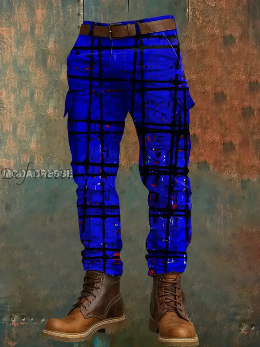 Mäns Retro Vacation Business Art Print Casual Workwear Byxor A / S Ny Ankomst