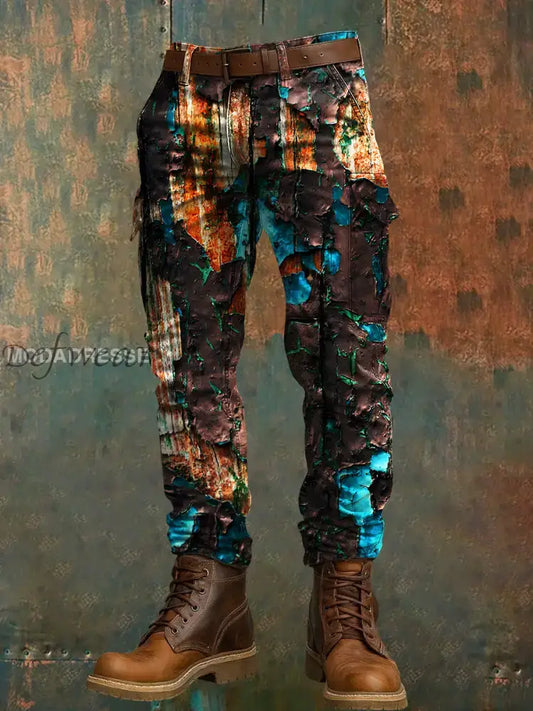 Mäns Retro Vacation Business Art Print Casual Workwear Byxor Ny Ankomst
