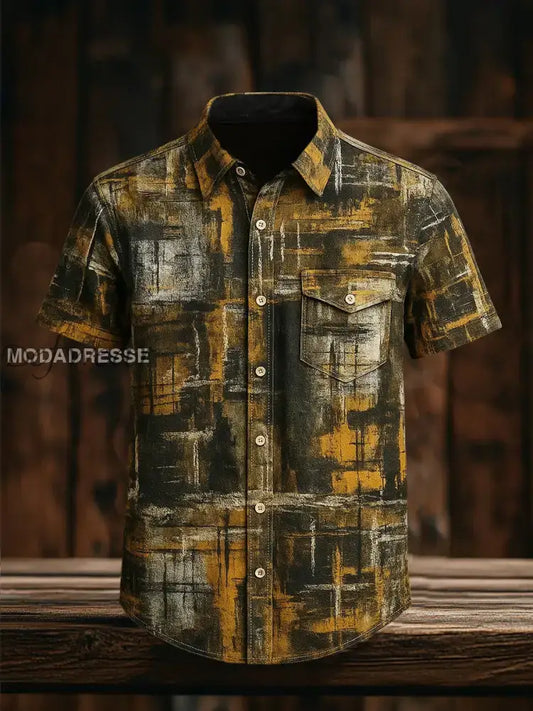 Mäns Retro Vacation Business Style Casual Short Slem skjjorta A / S Ny Ankomst