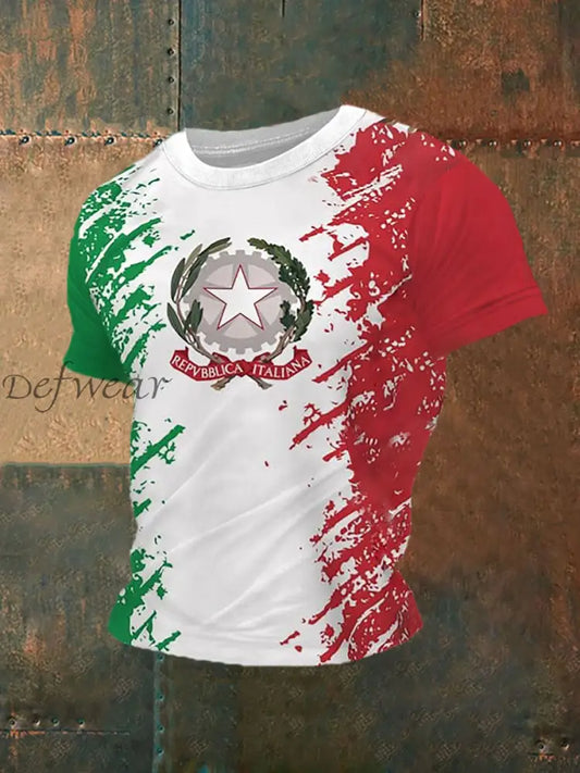 Maglietta casual con stampa bandiera italiana da uomo come immagine / S