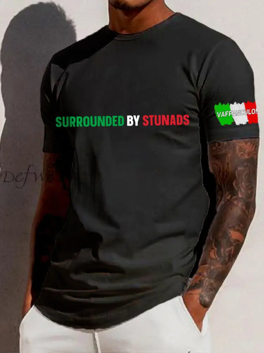 Maglietta colloquiale italiana da uomo Nero / S