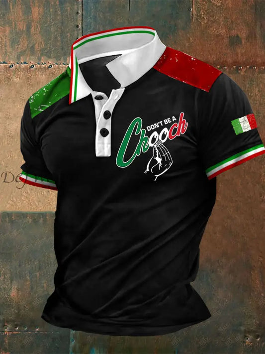 Maglietta da uomo con bottoni casual, Nero / S