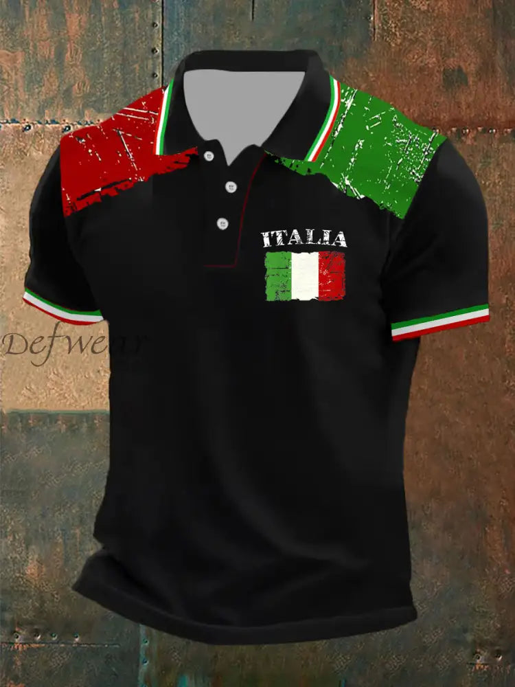 Maglietta da uomo con bottoni casual, nero / S