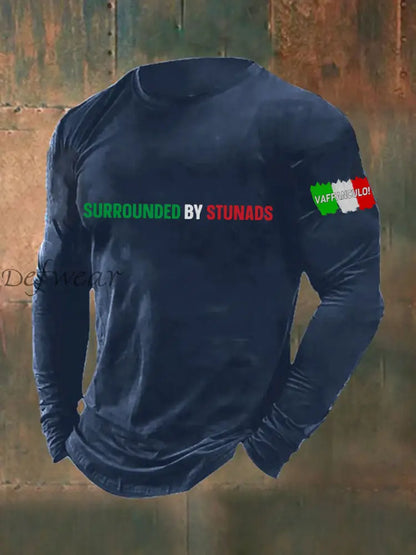 Maglietta italiana colloquiale uomo a maniche lunghe Blu Navy / S