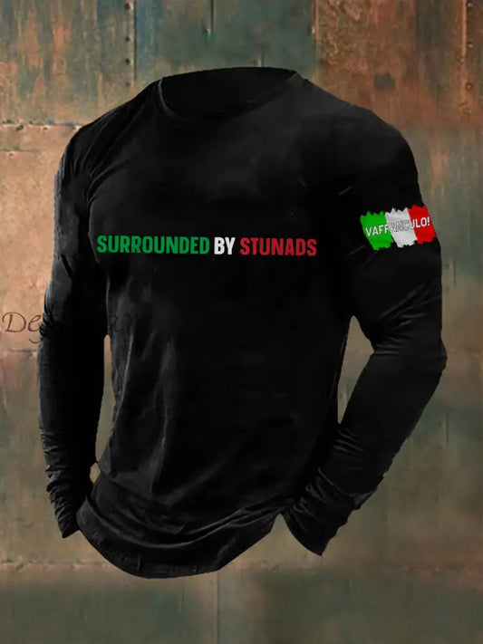 Maglietta italiana colloquiale uomo a maniche lunghe Nero / S