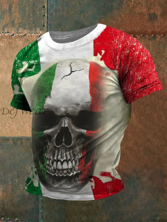 Maglietta italiana del teschio degli uomini come immagine / S