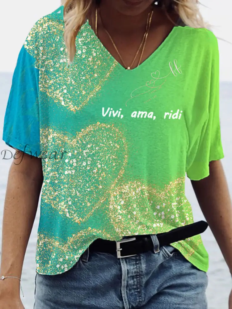 Maglietta italiana femminile ’Live Love Laugh’ come immagine / S