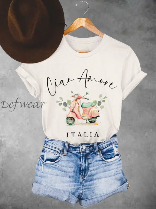 Magliette italiane donna Ciao Amore Albicocca / S