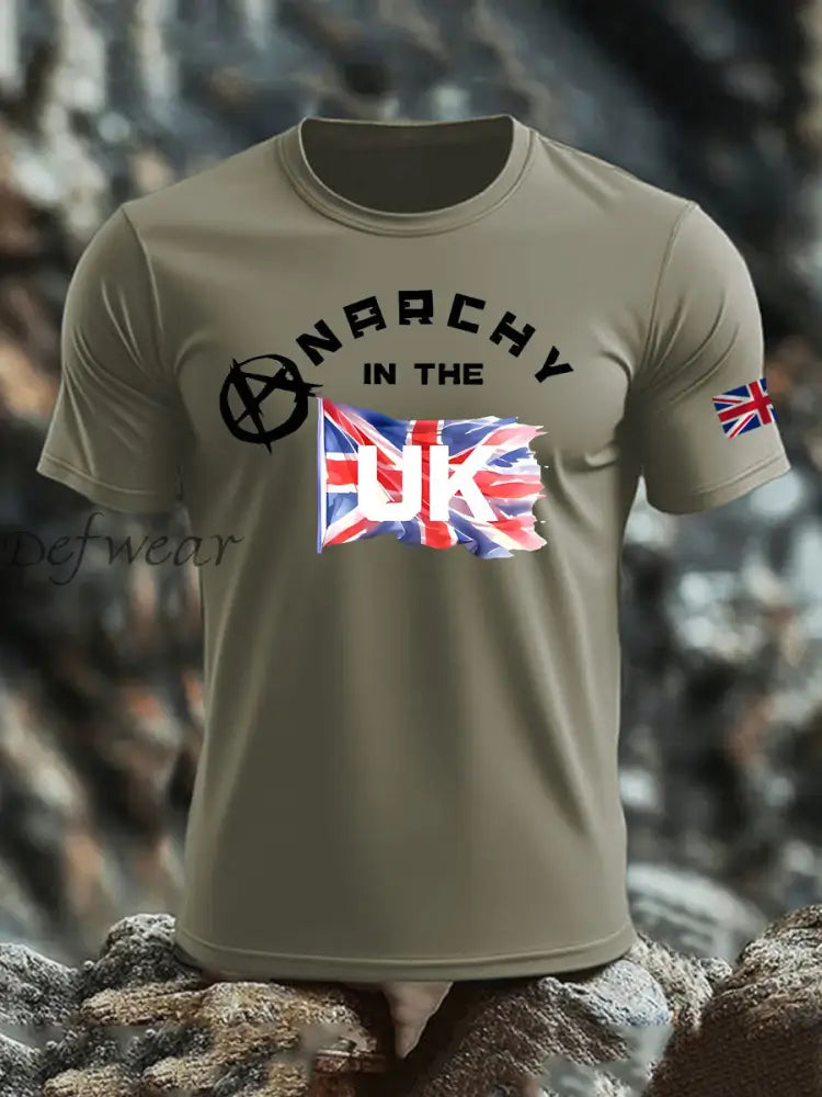 Men’s Anarchy In The UK imitation cotton short-sleeved T-shirt Army Green / S