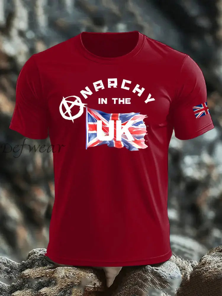 Men’s Anarchy In The UK imitation cotton short-sleeved T-shirt Deep Red / S