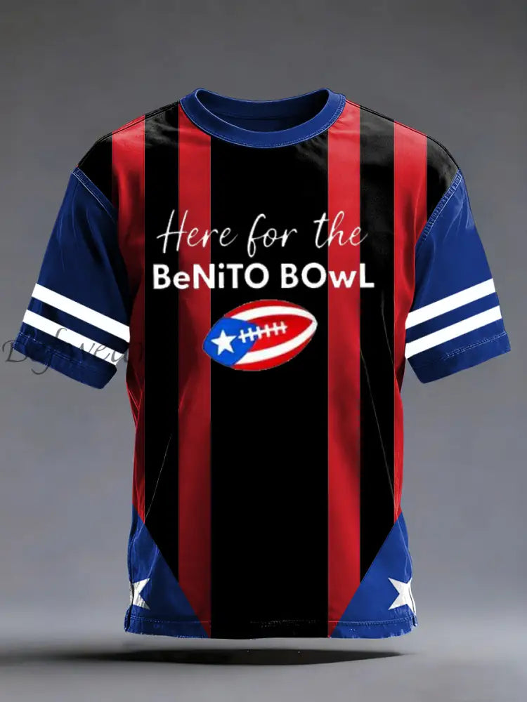 Men’s Bad Bunny Here For The Benito Bowl short sleeves t-shirt Black / S