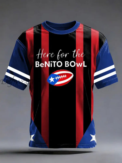 Men’s Bad Bunny Here For The Benito Bowl short sleeves t-shirt Black / S