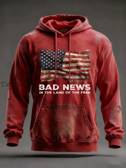 Men’s Bad News In The Land Of The Free Printed Hoodie Red / S