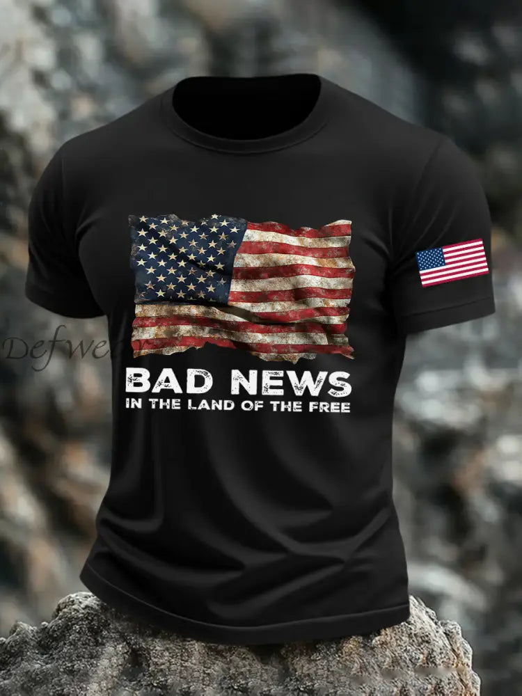 Men’s Bad News In The Land Of The Free Printed T-shirt Black / S