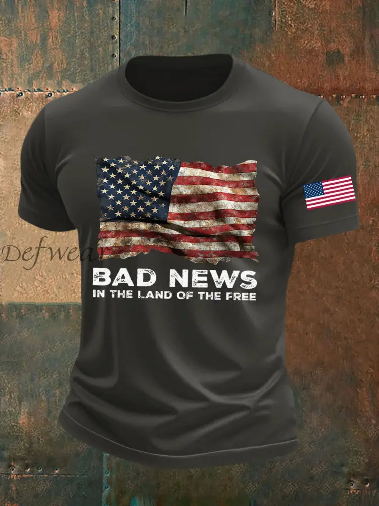 Men’s Bad News In The Land Of The Free Printed T-shirt Dark Gray / S