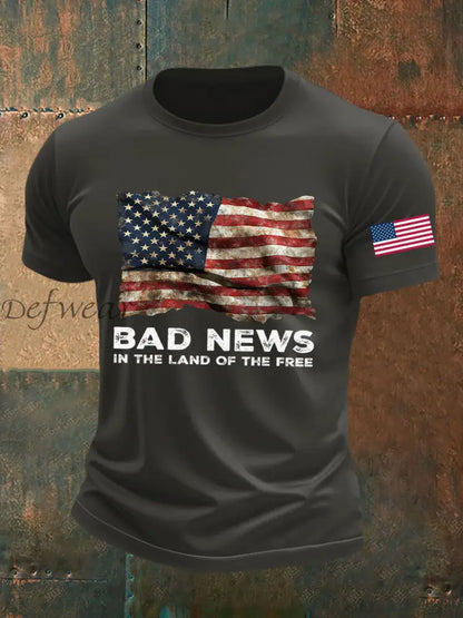 Men’s Bad News In The Land Of The Free Printed T-shirt Dark Gray / S