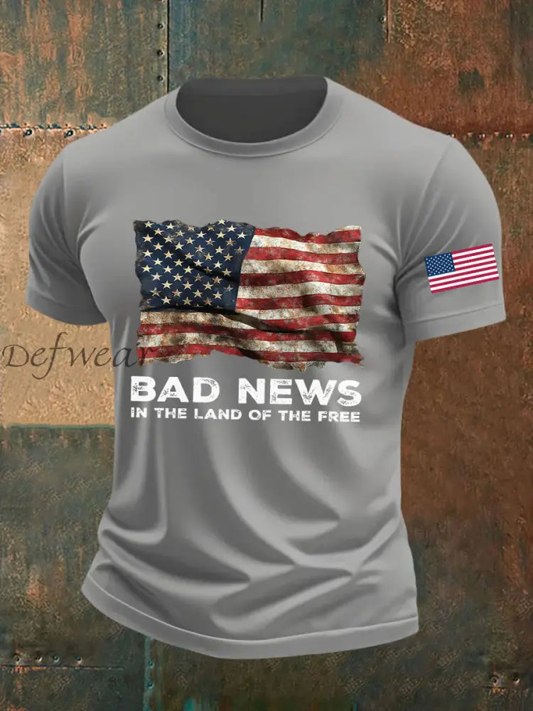 Men’s Bad News In The Land Of The Free Printed T-shirt Light Gray / S