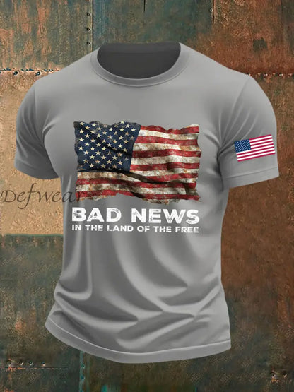 Men’s Bad News In The Land Of The Free Printed T-shirt Light Gray / S